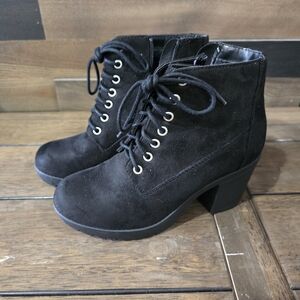 Soda Black Lace-Up Women's Boots